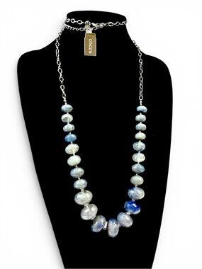 Chico’s NWT Blue Faceted Bead Statement Necklace